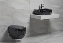 Ege Vitrifiye Diamas Siyah  60 Cm Lavabo ( B.DELİKLİ)-153-EGE87601106100001389